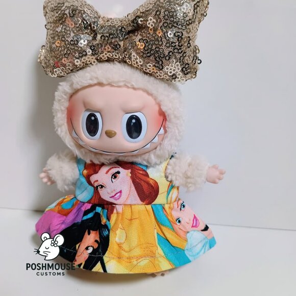 Labubu Disney Princess Belle Inspired Dress with Oversized Sparkle Bow Outfit - Picture 3 of 8